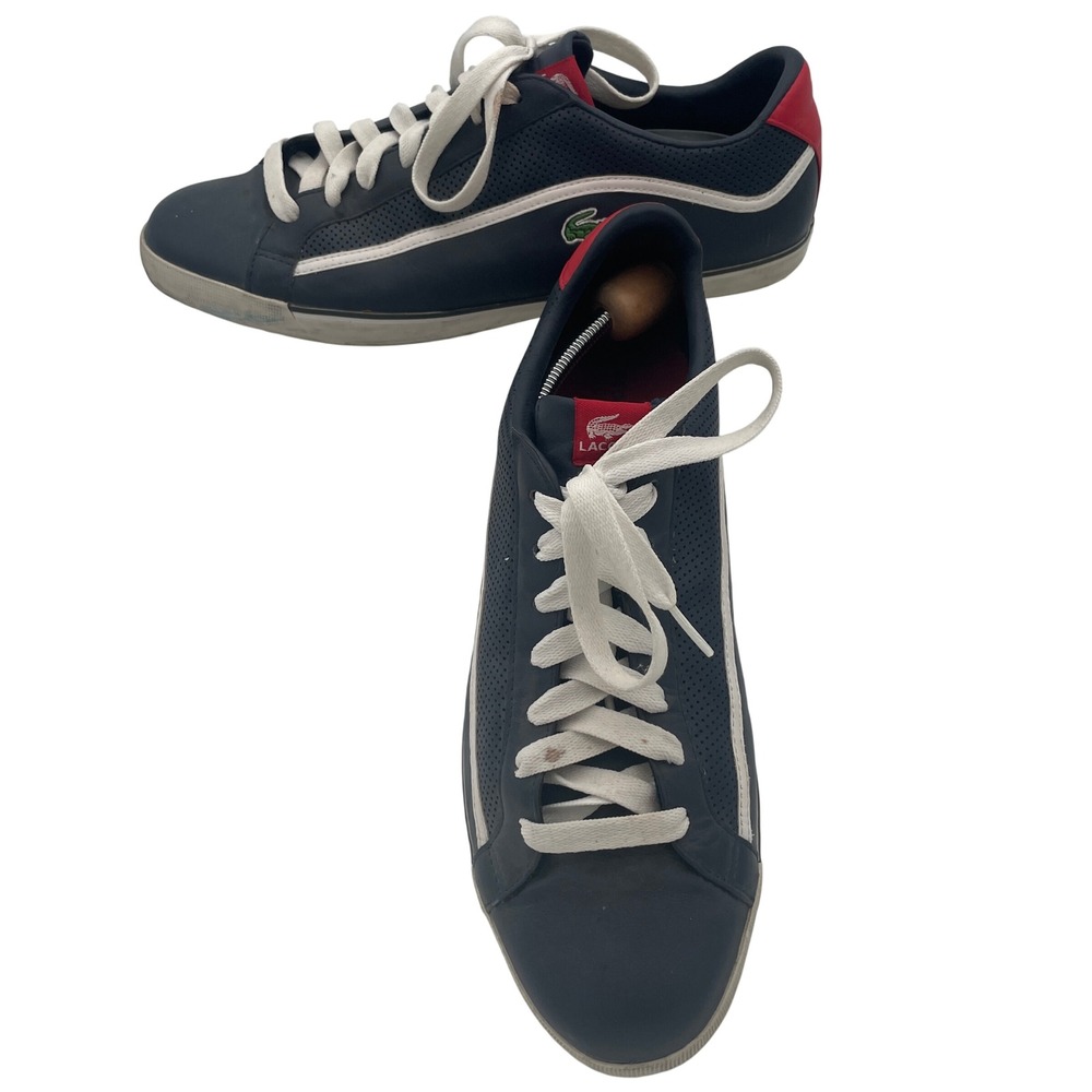 Lacoste Men's Navy Blue Leather Court‎ Casual Sneakers Shoes Size 13